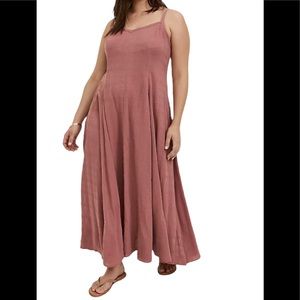 torrid Dusty Rose Textured Cotton Trapeze Maxi Dress 4X